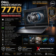 DELL PRECISION 7770 Mobile Workstation (12th Generation Intel® Core™ i7-12850HX Processor 25M Cache, up to 4.80 GHz  I 17.3" FHD Display I 64GB RAM I 1TB NVMe SSD I Windows 11 Pro I Nvidia Quadro RTX A3000 12GB Graphics I Silver I 3.0 Kg