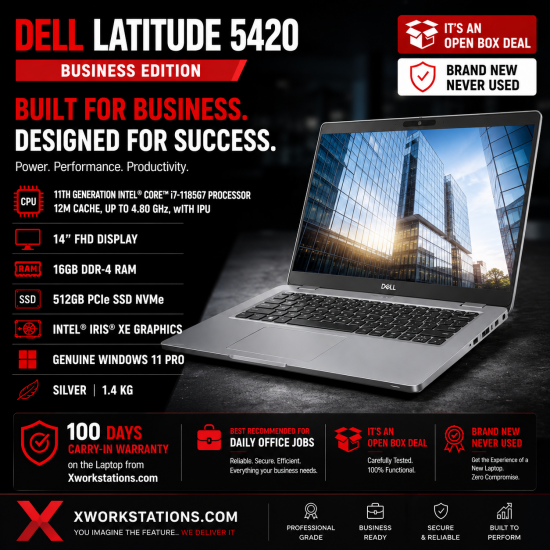 Dell Latitude 5420 Business Edition Laptop ( 11th Generation Intel® Core™ i7-1185G7 Processor 12M Cache, up to 4.80 GHz, with IPU I 14" FHD Display I 16GB RAM I 512GB PCIe SSD I Windows 11 Pro I Intel® Iris® Xe Graphics I Silver 1.4 Kg Dell Latitude 5420 Business Edition Laptop ( 11th Generation Intel® Core™ i7-1185G7 Processor 12M Cache, up to 4.80 GHz, with IPU I 14" FHD Display I 16GB RAM I 512GB PCIe SSD I Windows 11 Pro I Intel® Iris® Xe Graphics I Silver 1.4 Kg