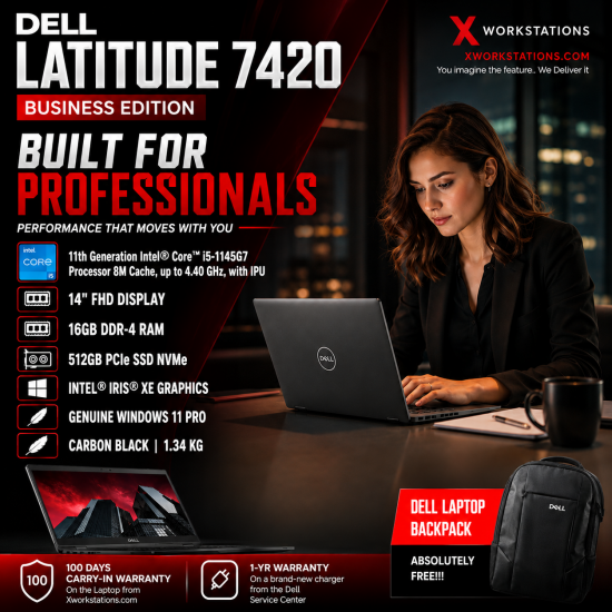 Dell Latitude 7420 Business Edition Laptop ( 11th Generation intel® Core™ i5-1145G7 Processor 8M Cache, up to 4.40 GHz, with IPU I 14" FHD Display I 16GB RAM I 512GB PCIe SSD I Windows 11 Pro I Intel® Iris® Xe Graphics I Black 1.34 Kg Dell Latitude 7420 Business Edition Laptop ( 11th Generation intel® Core™ i5-1145G7 Processor 8M Cache, up to 4.40 GHz, with IPU I 14" FHD Display I 16GB RAM I 512GB PCIe SSD I Windows 11 Pro I Intel® Iris® Xe Graphics I Black 1.34 Kg