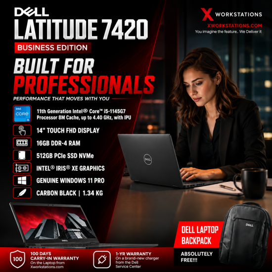 Dell Latitude 7420 Business Edition Laptop ( 11th Generation intel® Core™ i5-1145G7 Processor 8M Cache, up to 4.40 GHz, with IPU I 14" FHD Touch Display I 16GB RAM I 512GB PCIe SSD I Windows 11 Pro I Intel® Iris® Xe Graphics I Black 1.34 Kg Dell Latitude 7420 Business Edition Laptop ( 11th Generation intel® Core™ i5-1145G7 Processor 8M Cache, up to 4.40 GHz, with IPU I 14" FHD Touch Display I 16GB RAM I 512GB PCIe SSD I Windows 11 Pro I Intel® Iris® Xe Graphics I Black 1.34 Kg