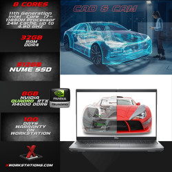 Dell Precision 7560 Mobile Workstation (11th Generation Intel® Octa Core™ i7-11850H Processor 24M Cache, up to 4.80 GHz  I 15.6" FHD Display I 32GB RAM I 512GB NVMe SSD I Windows 11 Pro I Nvidia Quadro RTX A4000 8GB Graphics I Silver I 2.8 Kg