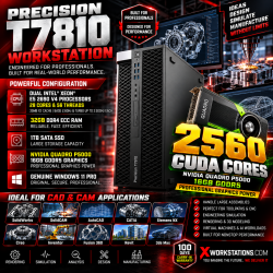 Dell Precision T7810 Workstation Dual Xeon®  E5 2690 V4 (14CX2) 28 Cores & 56 Threads Processor 35MB X2 Cache Base 2.6GHz & Turbo up to 3.50 Ghz Each I 32GB RAM I 1TB SATA SSD  I Windows 11 Pro I Nvidia Quadro P5000 16GB Graphics