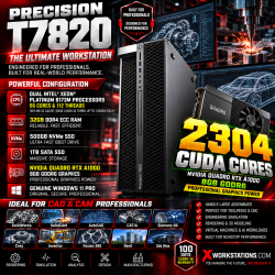 Dell Precision T7820 I Dual Xeon® Platinum 8173M (28CX2)  56 Cores & 112 Threads Processor 38.5 MB X2 Cache Base 2.0GHz & Turbo up to 3.50GHz Each I 32GB RAM I 500GB NVMe SSD + 1TB SATA SSD  I Windows 11 Pro I Nvidia Quadro RTX A1000 8GB Graphics