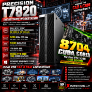 Dell Precision T7820 I Dual Xeon® Platinum 8173M (28CX2) 56 Cores & 112 Threads Processor 38.5 MB X2 Cache Base 2.0GHz & Turbo up to 3.50GHz Each I 32GB RAM I 500GB NVMe SSD + 1TB SATA SSD I Windows 11 Pro I Nvidia RTX3080 10GB Graphics Dell Precision T7820 I Dual Xeon® Platinum 8173M (28CX2) 56 Cores & 112 Threads Processor 38.5 MB X2 Cache Base 2.0GHz & Turbo up to 3.50GHz Each I 32GB RAM I 500GB NVMe SSD + 1TB SATA SSD I Windows 11 Pro I Nvidia RTX3080 10GB Graphics