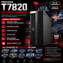 Dell Precision T7820 I Dual Xeon® Platinum 8173M (28CX2)  56 Cores & 112 Threads Processor 38.5MBX2 Cache Base 2.0GHz & Turbo up to 3.50GHz Each I 64GB RAM I 500GB NVMe SSD + 1TB SATA SSD  I Windows 11 Pro I Nvidia Quadro RTX4000 8GB Graphics