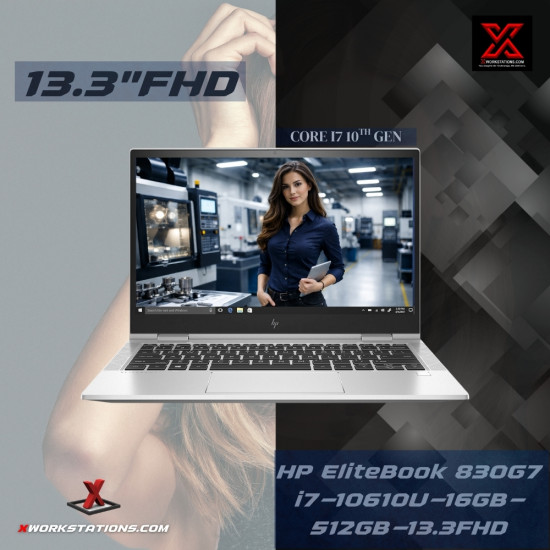 HP EliteBook 830 G7 Premium Laptop 10th Generation Intel® Core™ i7-10610U Processor 8M Cache, up to 4.90 GHz I 13.3" FHD Display I 16GB RAM I 512B NVMe SSD I Windows 11 Pro I Intel® UHD Graphics I Audio By Bang & Olufsen I Silver I 1.3 Kg