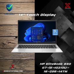 HP EliteBook 840 G7 Premium Laptop 10th Generation Intel® Core™ i5-10210U Processor 6M Cache, up to 4.20 GHz I 14" Touch Display I 16GB RAM I 256B NVMe SSD I Windows 11 Pro I Intel® UHD Graphics I Audio By Bang & Olufsen I Silver I 1.44 Kg