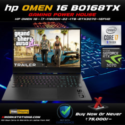 HP OMEN 16 Gaming Laptop ( 11th Generation Intel® Octa Core™ i7-11800H Processor 24M Cache, up to 4.60 GHz I 16" FHD Display I 32GB RAM I 1TB PCIe SSD I Windows 11 Pro I Nvidia RTX3070 8GB Graphics I Carbon Black 2.34 Kg