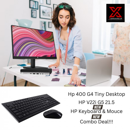 HP ProDesk 400 G4 Desktop Mini PC 8th Generation intel® Core™ i3-8100T Processor 6M Cache, up to 3.10 GHz I 8GB RAM I 256GB PCIe SSD I Windows 11 Pro I UHD 630 Graphics I HP V22i G5 21.5"FHD Monitor I HP KeyBoard & Mouce Combo