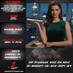 HP ProDesk 400 G4 Desktop Mini PC 8th Generation Intel® Core™ i5-8500T Processor 9M Cache, up to 3.50 GHz I 16GB RAM I 512GB PCIe SSD I Windows 11 Pro I UHD 630 Graphics I Wifi Ready I Hp 65 Watts Charger I Silver-Black I 1.48 Kg