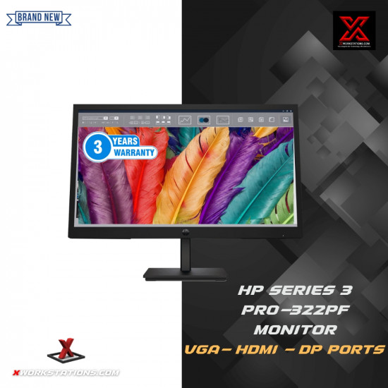HP SERIES 3 PRO-322PF MONITOR  I  21.5" FHD 1920 X 1080  I  100 HZ, IPS PANEL WITH VGA, HDMI, DP I  3YRS HP WARRANTY