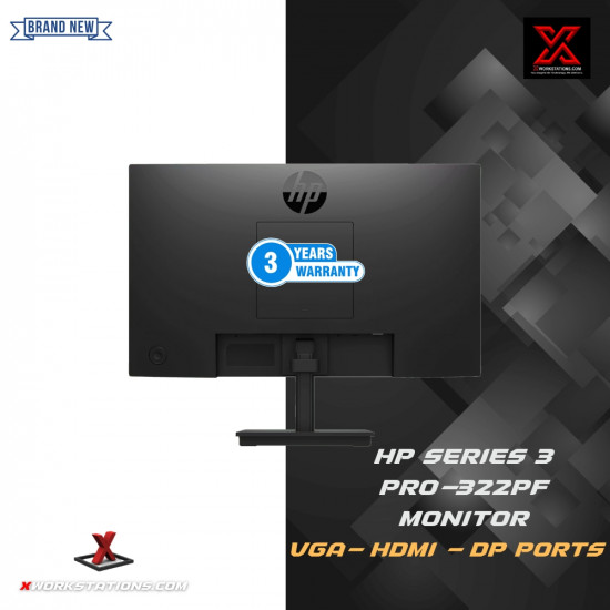 HP SERIES 3 PRO-322PF MONITOR  I  21.5" FHD 1920 X 1080  I  100 HZ, IPS PANEL WITH VGA, HDMI, DP I  3YRS HP WARRANTY