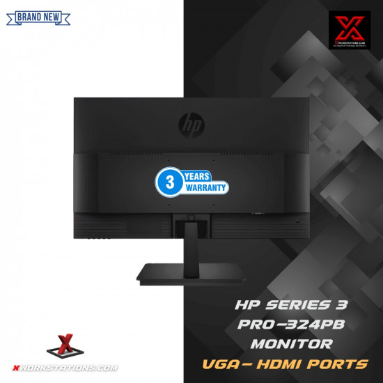 HP SERIES 3 PRO-324PB MONITOR  I  23.8" FHD 1920 X 1080  I  75 HZ, IPS PANEL WITH VGA, HDMI  I  BUILT-IN SPEAKERS I  3YRS HP WARRANTY