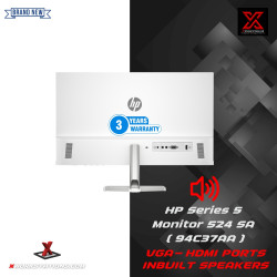 HP SERIES 5 MONITOR 524 SA I  23.8" FHD 1920 X 1080  I  100 HZ, IPS PANEL WITH VGA, HDMI  I  3-SIDED MICRO-EDGE BEZEL  I  BUILT IN SPEAKERS I  WHITE  I 3YRS HP WARRANTY