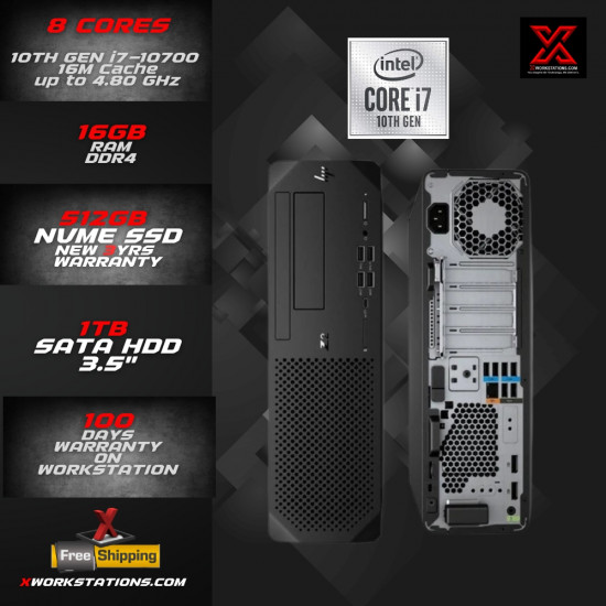 HP Z2 G5 Workstation 10th Generation Intel® Core™ i7-10700 Processor 16M  Cache, up to GHz I 16GB RAM I 512GB NVMe SSD I 1TB SATA HDD I Windows  11