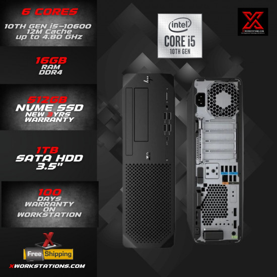 HP Z2 G5 Workstation 10th Generation Intel® Hexa Core™ i5-10600 Processor 12M Cache, up to 4.80 GHz I 16GB RAM I 512GB NVMe SSD I 1TB SATA HDD I Windows 11 Pro I Intel® UHD Graphics 630 I Black I 5Kg