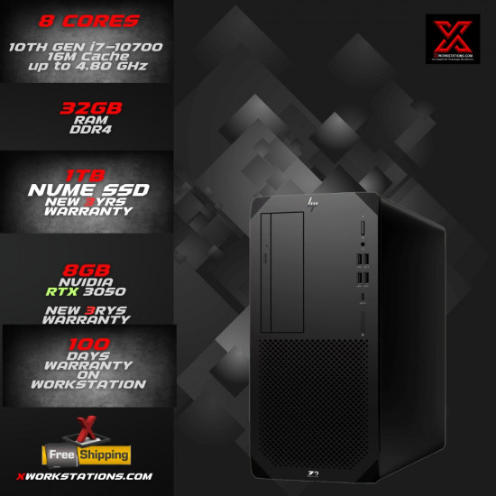 HP Z2 G5 Workstation 10th GenerationIntel® Core™ i7-10700 Processor 16M Cache, up to 4.80 GHz I 32GB RAM I 1TB NVMe SSD I Windows 11 Pro I Nvidia RTX 3050 8GB Graphics I Black I 10 Kg