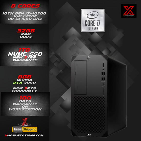 HP Z2 G5 HP Z2 Tower G5 Workstation 10th GenerationIntel® Octa Core™ i7-10700 Processor 16M Cache, up to 4.80 GHz I 32GB RAM I 1TB NVMe SSD I Windows 11 Pro I Nvidia RTX 3050 8GB Graphics I Black I 10 Kg10th GenerationIntel® Octa Core™ i7-10700 Processor 