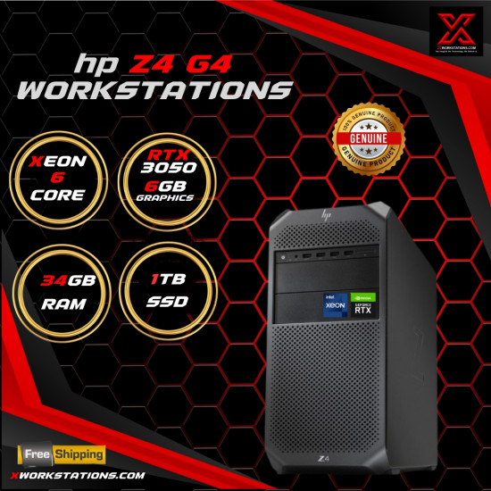 HP Z4 G4 Workstation Intel® Xeon® 6 Cores & 12Threads Processor W2135 Processor 8.25M Cache up to 4.50GHz I 32GB RAM I 1TB SSD I Windows 10 Pro I Nvidia RTX 3050 6GB Graphics I Black I 11 Kg