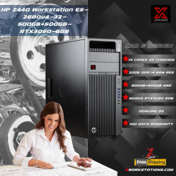 HP Z440 Workstation Intel® Xeon® 14 Cores & 28 Threads Processor E5-2680 v4 Processor 35M Cache up to 3.30GHz I 32GB RAM I 500GB SSD+500GB SSD I Windows 10 Pro I Nvidia RTX 3050 6GB Graphics I Black I 15 Kg