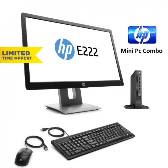 Renewed HP ProDesk 600-G2 Mini Desktop I Intel Core i3-6100T 3.2GHz, 3MB Cache Dual-Core I 8GB I 256GB SSD I HP 24" FHD Monitor I HP USB K/B Mouse KT Wired